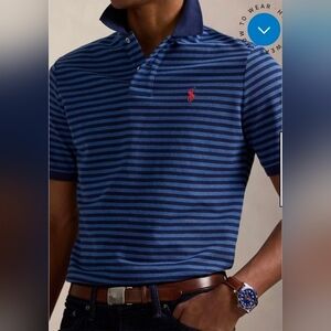NWOT Polo Ralph Lauren Men's Navy and Blue Striped Polo